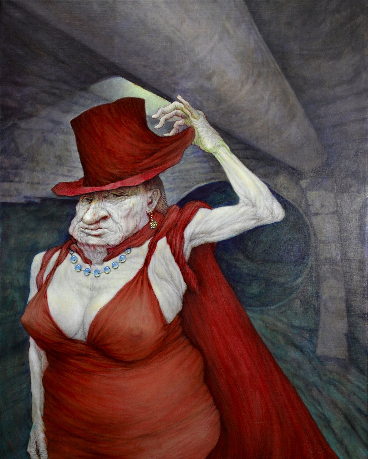 LA MÚCHERES EN SU CUEVA Eusebio San Blanco Original painting for sale