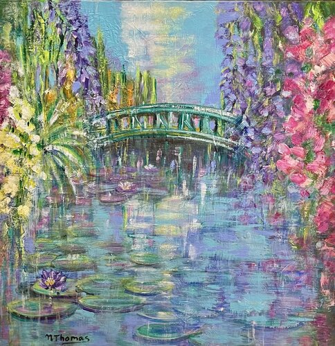 Giverny son pont mythique et ses nenuphars by Noëlla THOMAS, Painting for Sale on Select