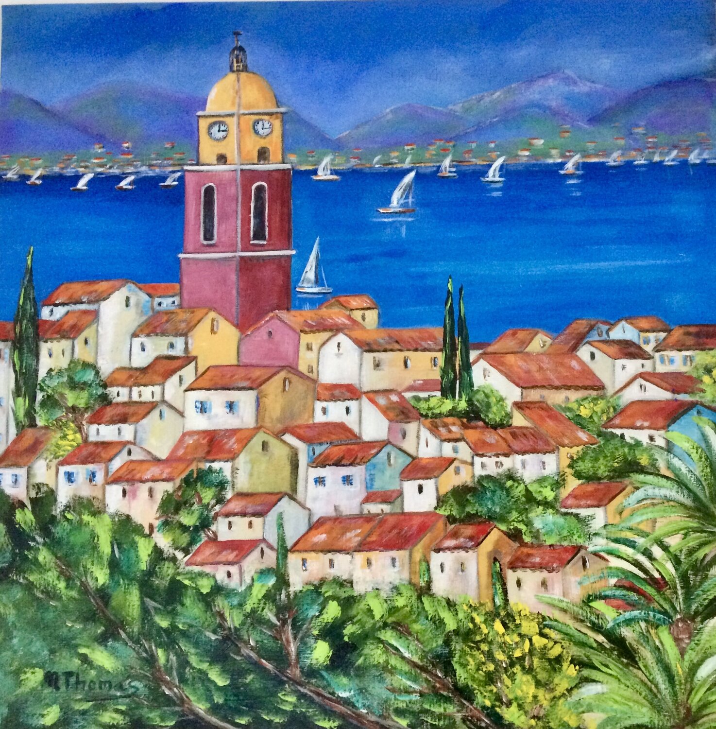 Sublime vue sur Saint Tropez Noëlla THOMAS Original painting for sale