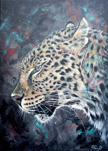 Un léopard dans l'espace by Yoan RIMBAULT, Painting for Sale on Select