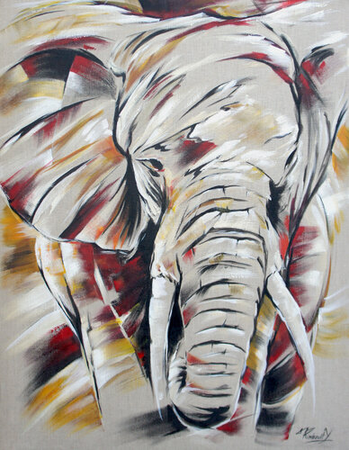 En présence de l'éléphant by Yoan RIMBAULT, Painting for Sale on Select