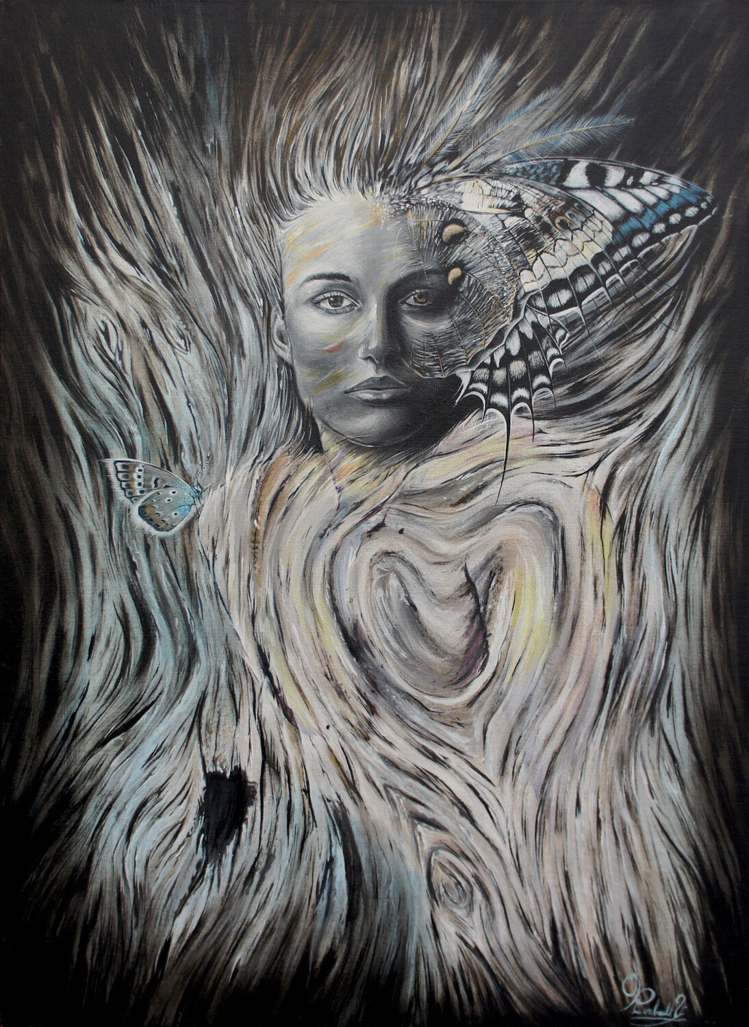 La femme papillon Yoan RIMBAULT Original painting for sale