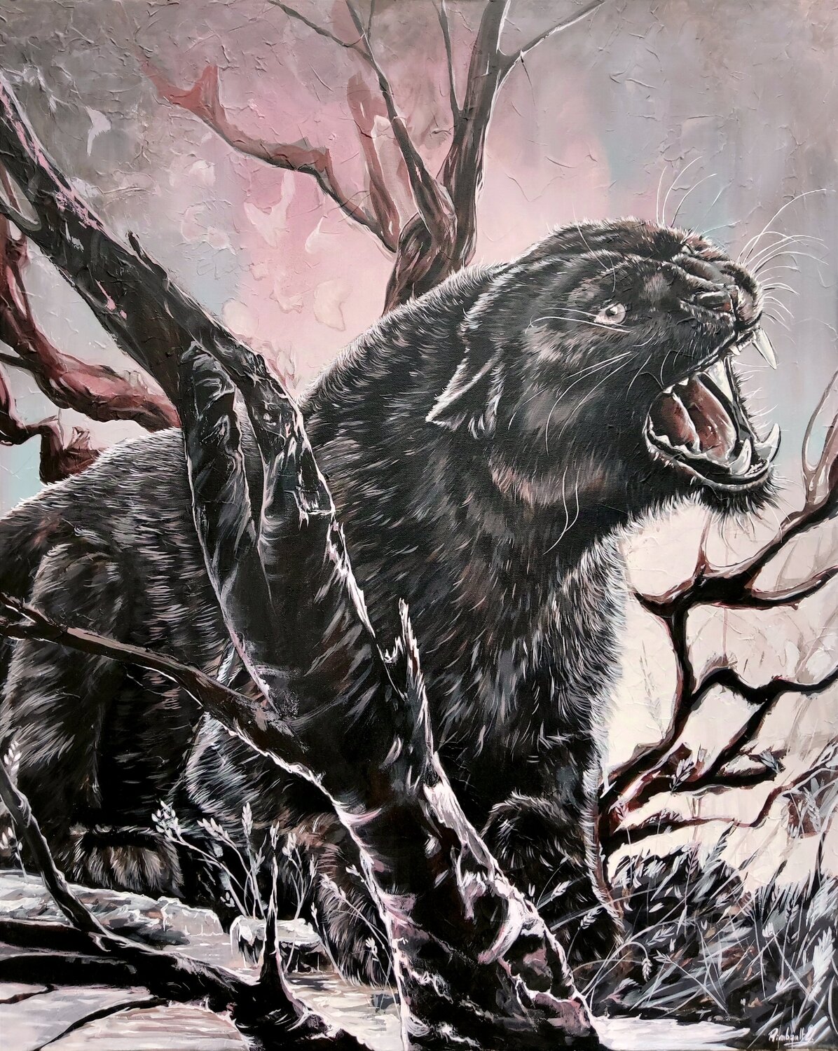 La panthère noire Yoan RIMBAULT Original painting for sale