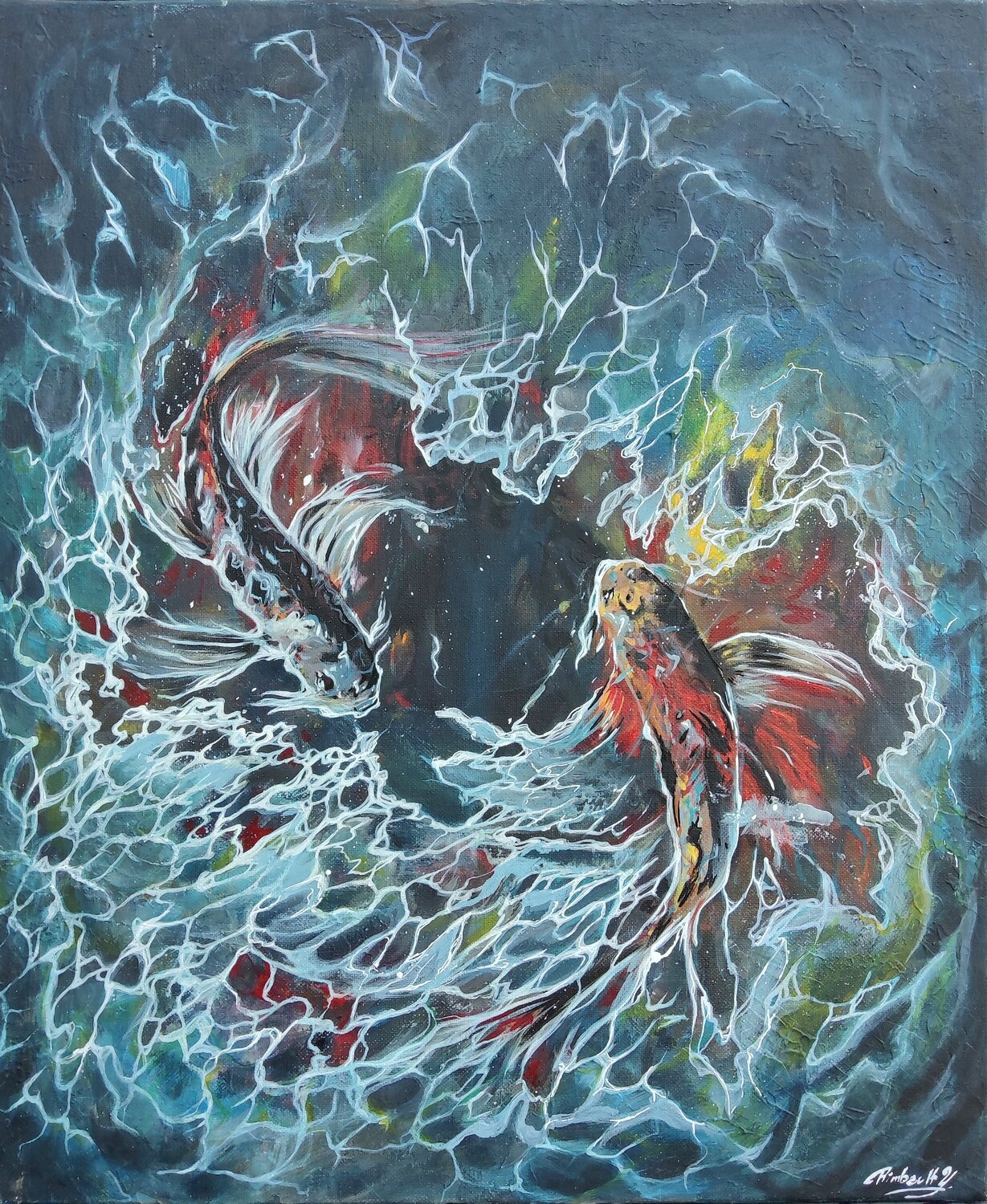 Le yin et le yang Yoan RIMBAULT Original painting for sale