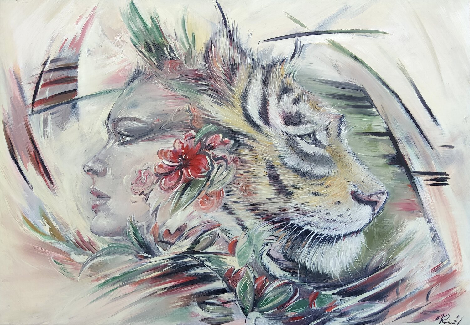 La Belle et la bête Yoan RIMBAULT Original painting for sale