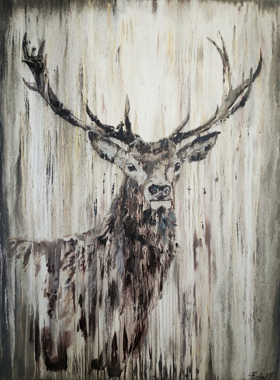 Or et transparence, le Cerf révèle son âme Yoan RIMBAULT Original painting for sale