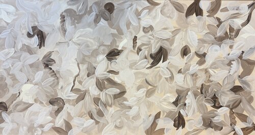 Delicate Leaf Symphony in Beige by Monika Starke, Painting for Sale on Select