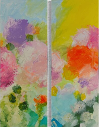 Diptychon Twin Blooms 1+2 by Monika Starke, Painting for Sale on Select