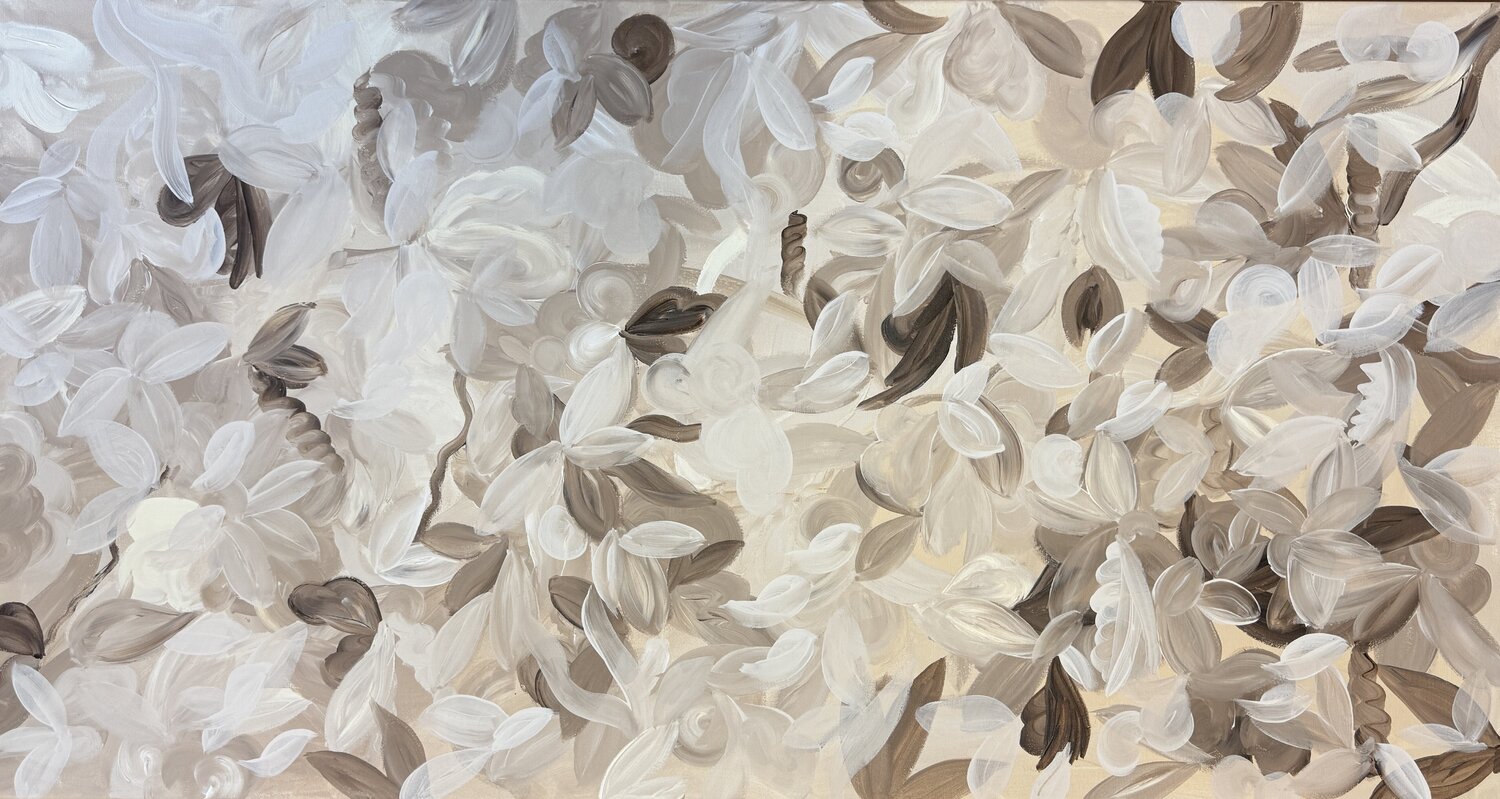 Delicate Leaf Symphony in Beige Monika Starke Original painting for sale