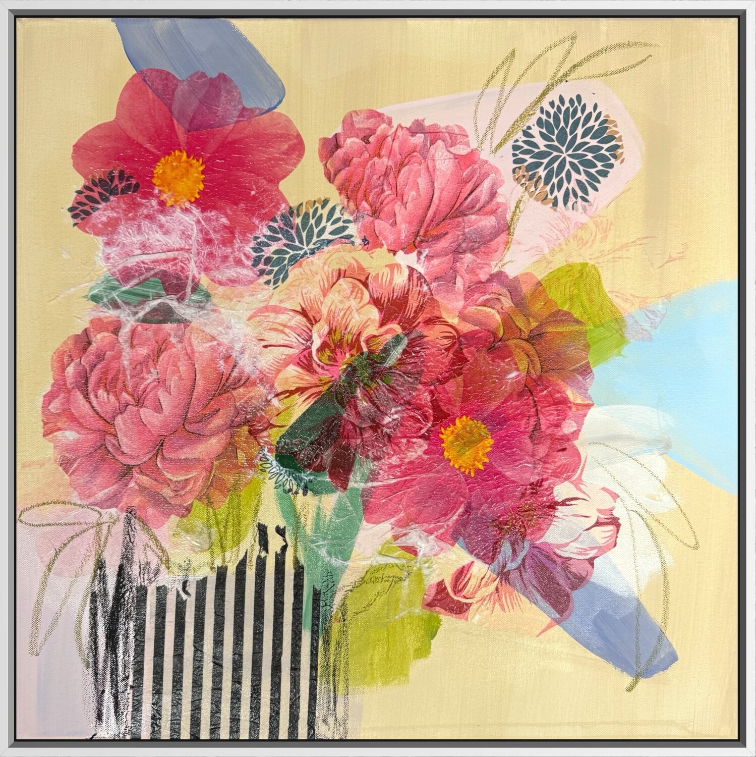 Bouquet in a striped vase Monika Starke Original painting for sale