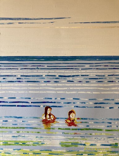 Las bañistas by Jose Ramon Campomanes, Painting for Sale on Select