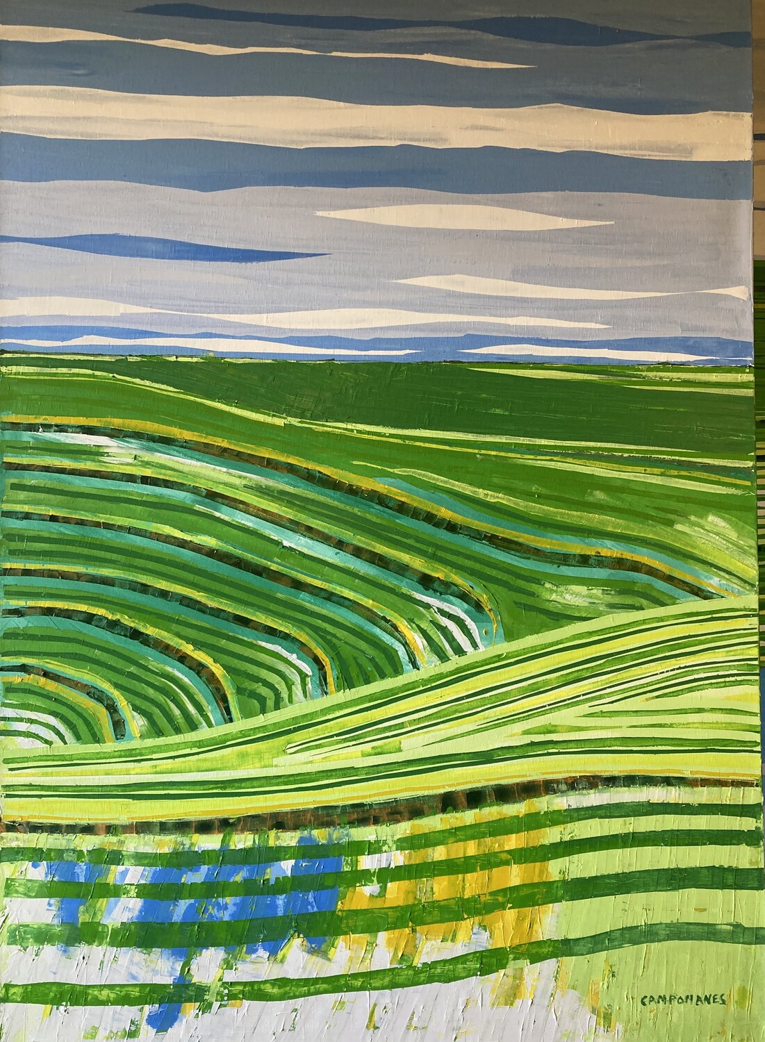 Bancales.Indonesia. Bali Jose Ramon Campomanes Original painting for sale