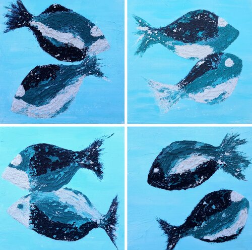 PECES (cuadríptico) by Marta Reina, Painting for Sale on Select