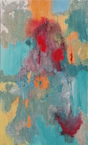 Latencia II – Large Textured Abstract Painting on Canvas (Diptych Piece) by Marta Reina, Painting for Sale on Select