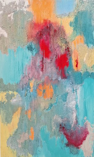 Latencia II – Large Textured Abstract Painting on Canvas (Diptych Piece) von Marta Reina, Malerei kaufen auf Select