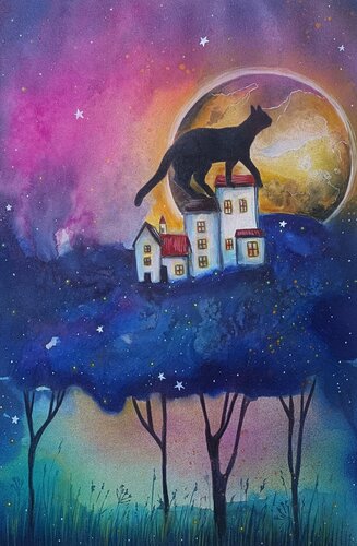 Night Walk by Smirnova Evgenia, Painting for Sale on Select