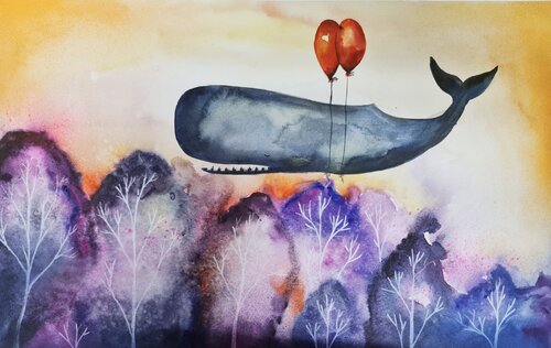 When Whales Dream by Smirnova Evgenia, Painting for Sale on Select