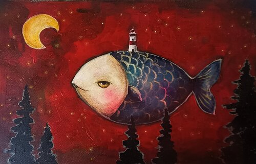 Red Silence by Smirnova Evgenia, Painting for Sale on Select