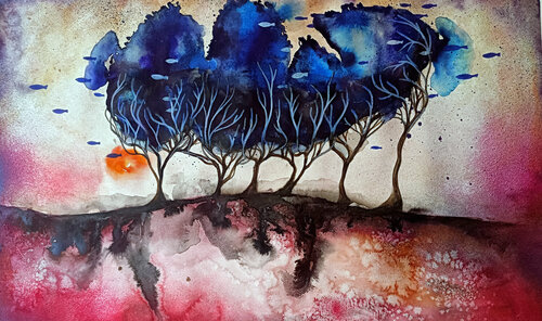 The Trees Beneath the Sky by Smirnova Evgenia, Painting for Sale on Select