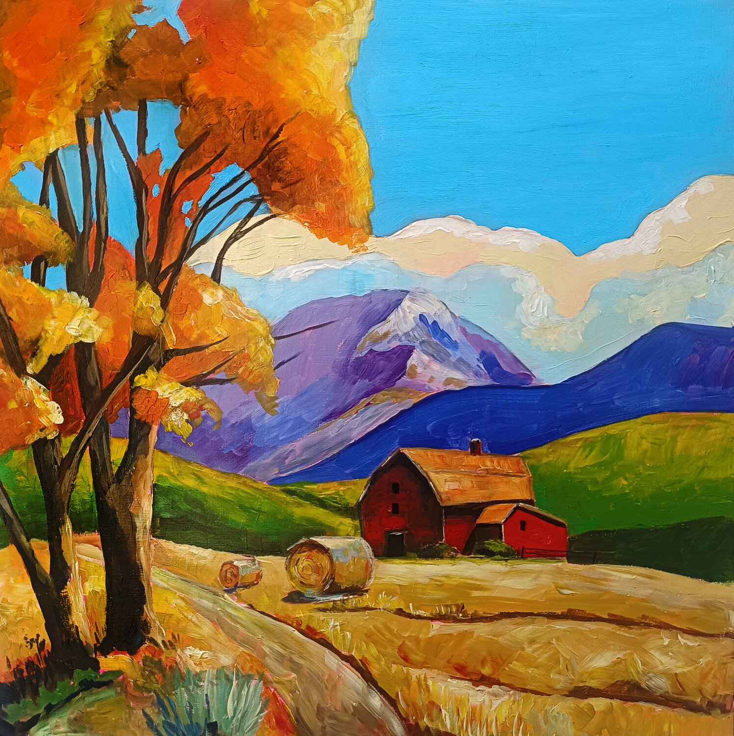 Autumn Fields Smirnova Evgenia Original painting for sale