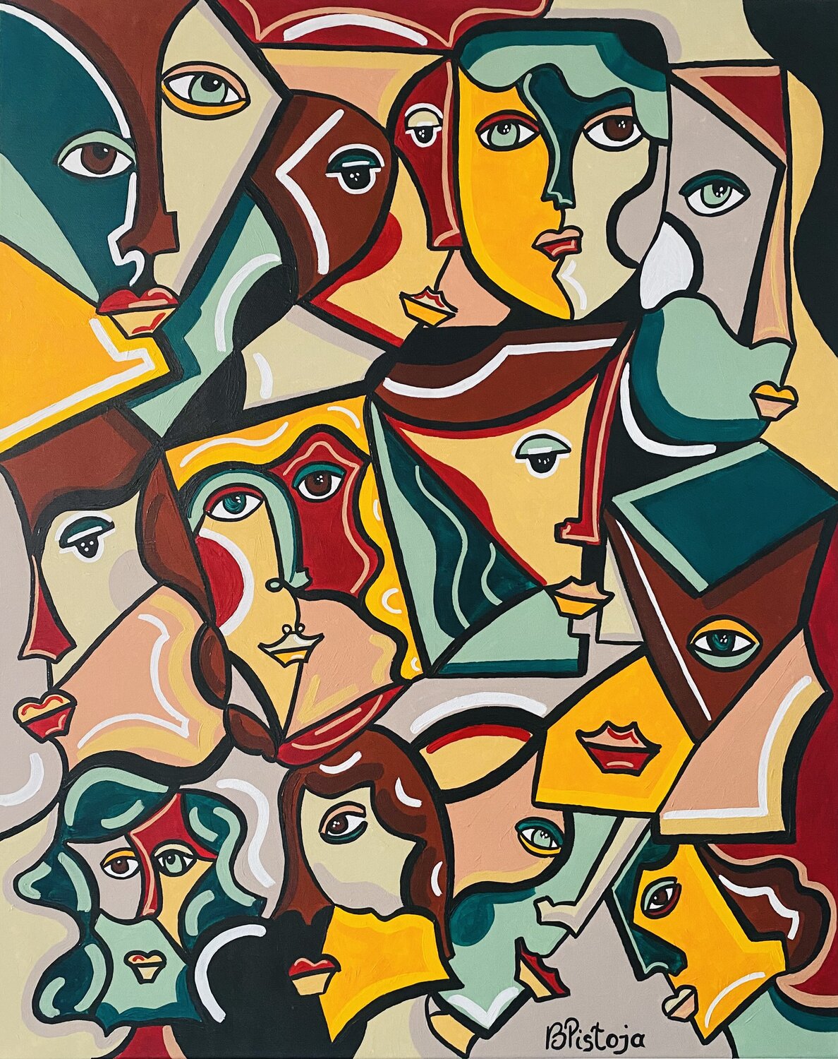 Face the World #2 Beatrice Pistoja Original painting for sale