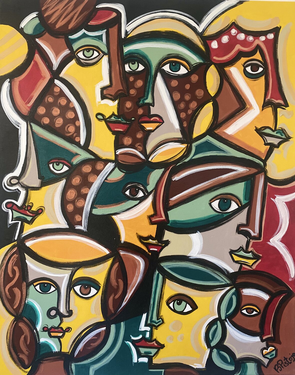 Face the World #3 Beatrice Pistoja Original painting for sale
