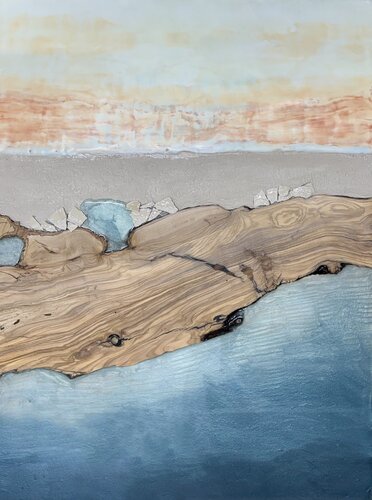 Driftwood On The Beach by Brigitte Schmitz-Kirschbaum, Painting for Sale on Select