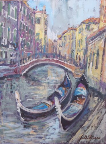 Le due Gondole (prima versione) by Daniele Bianco, Painting for Sale on Select