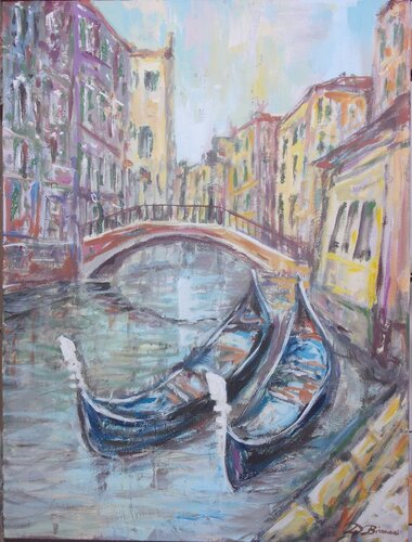 Le due Gondole (seconda versione) by Daniele Bianco, Painting for Sale on Select