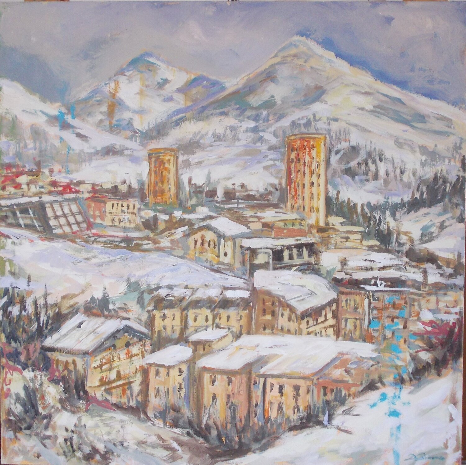 Neve a Sestriere Daniele Bianco Original painting for sale