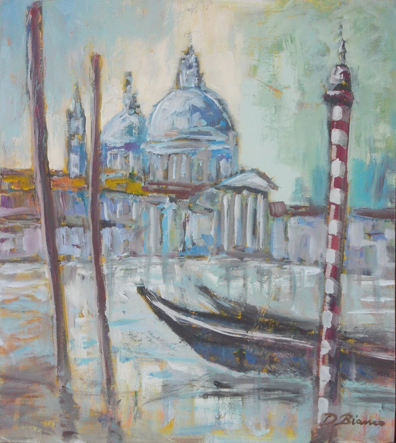 Bozzetto con la chiesa della  Salute Daniele Bianco Original painting for sale