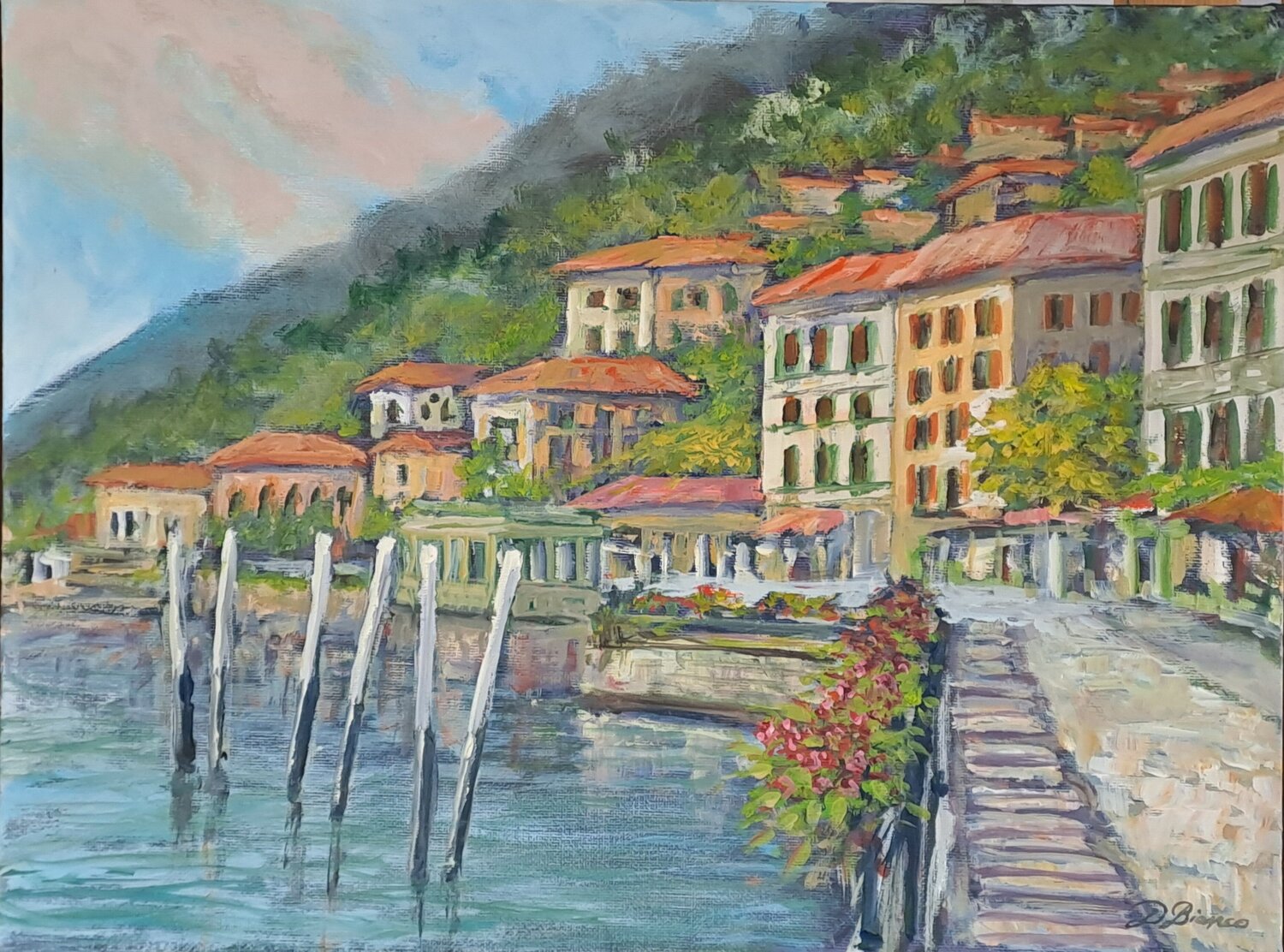 Sul lago di Como Daniele Bianco Original painting for sale