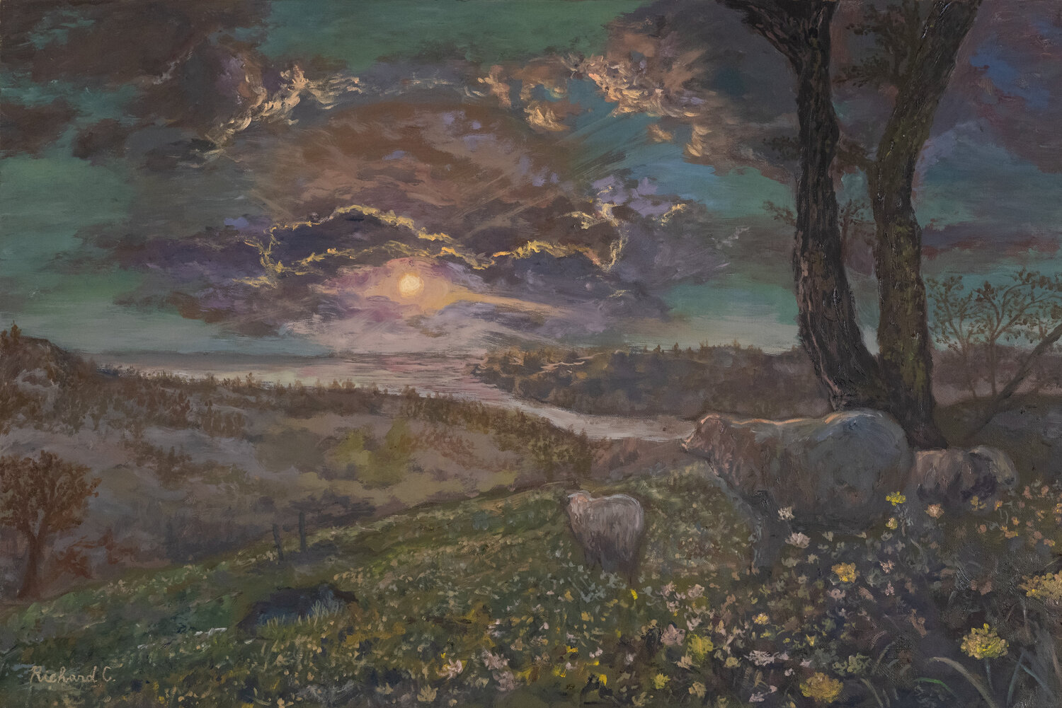 Strolling on a Moody Afternoon Richard Chiang Original painting for sale