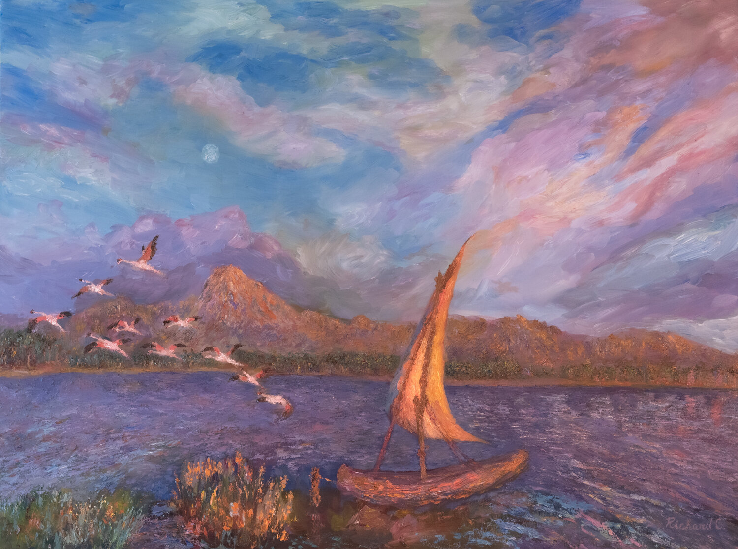 Luna Dusk Richard Chiang Original painting for sale