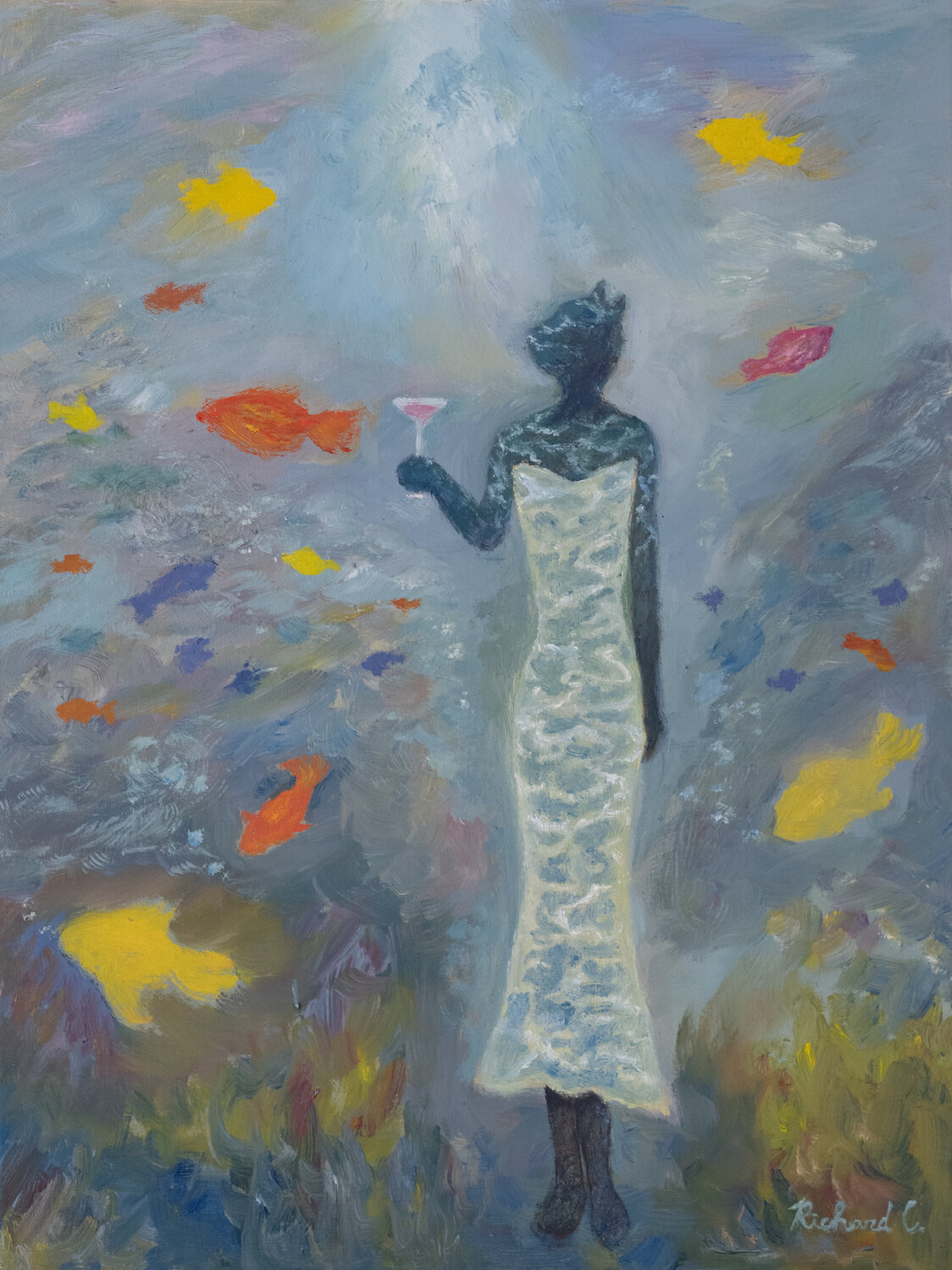 Aqua Fantasy Richard Chiang Original painting for sale