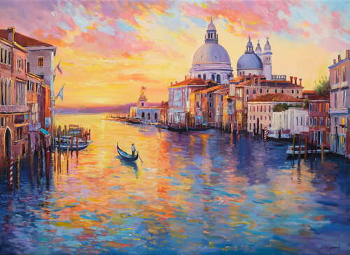 Venice at Sunset Glow by Behshad Arjomandi, Painting for Sale on Select