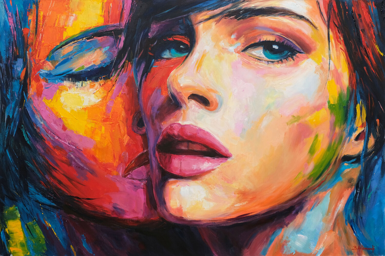 In love Behshad Arjomandi Original painting for sale