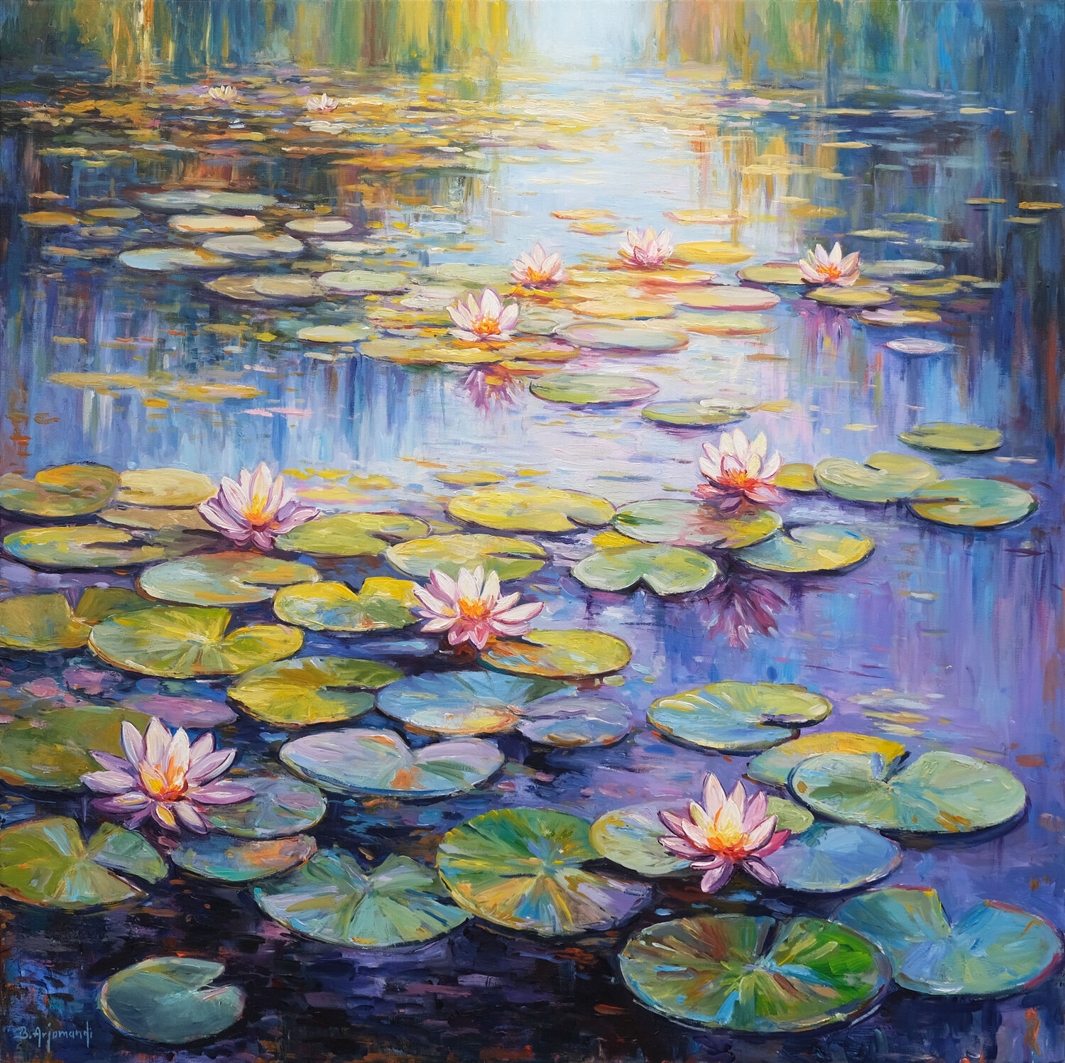 Lily Pond Dreamscape Behshad Arjomandi Original painting for sale