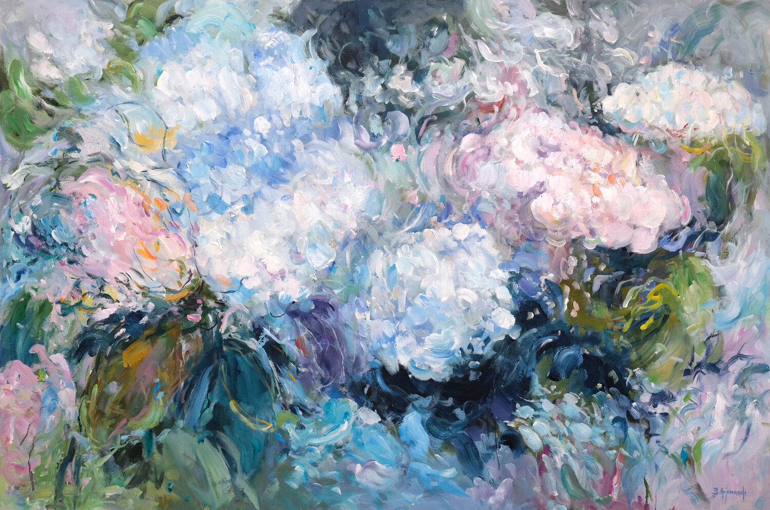 Hydrangeas in a Dream Garden Behshad Arjomandi Original painting for sale