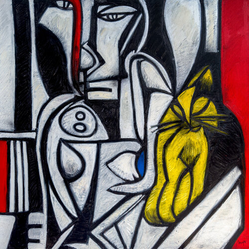 Cat On My Lap by Mario Henrique, Painting for Sale on Select