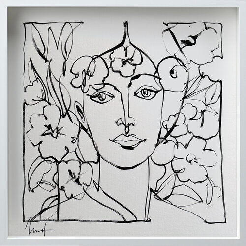 Untitled Portrait Drawing No. 6 (Framed) by Mario Henrique, Painting for Sale on Select