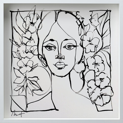 Untitled Portrait Drawing No. 7 (Framed) by Mario Henrique, Painting for Sale on Select
