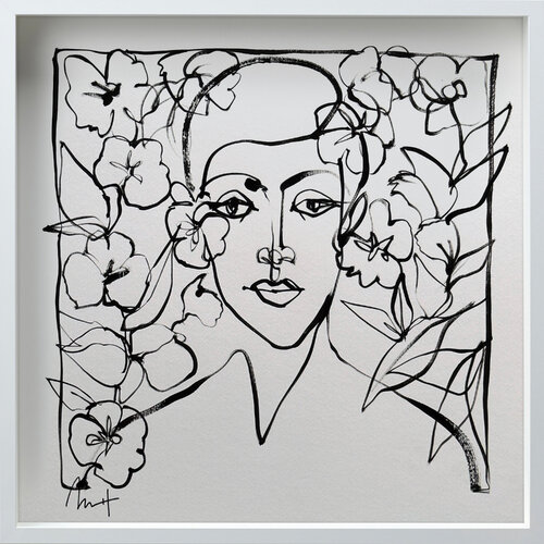 Untitled Portrait Drawing No. 8 (Framed) by Mario Henrique, Painting for Sale on Select