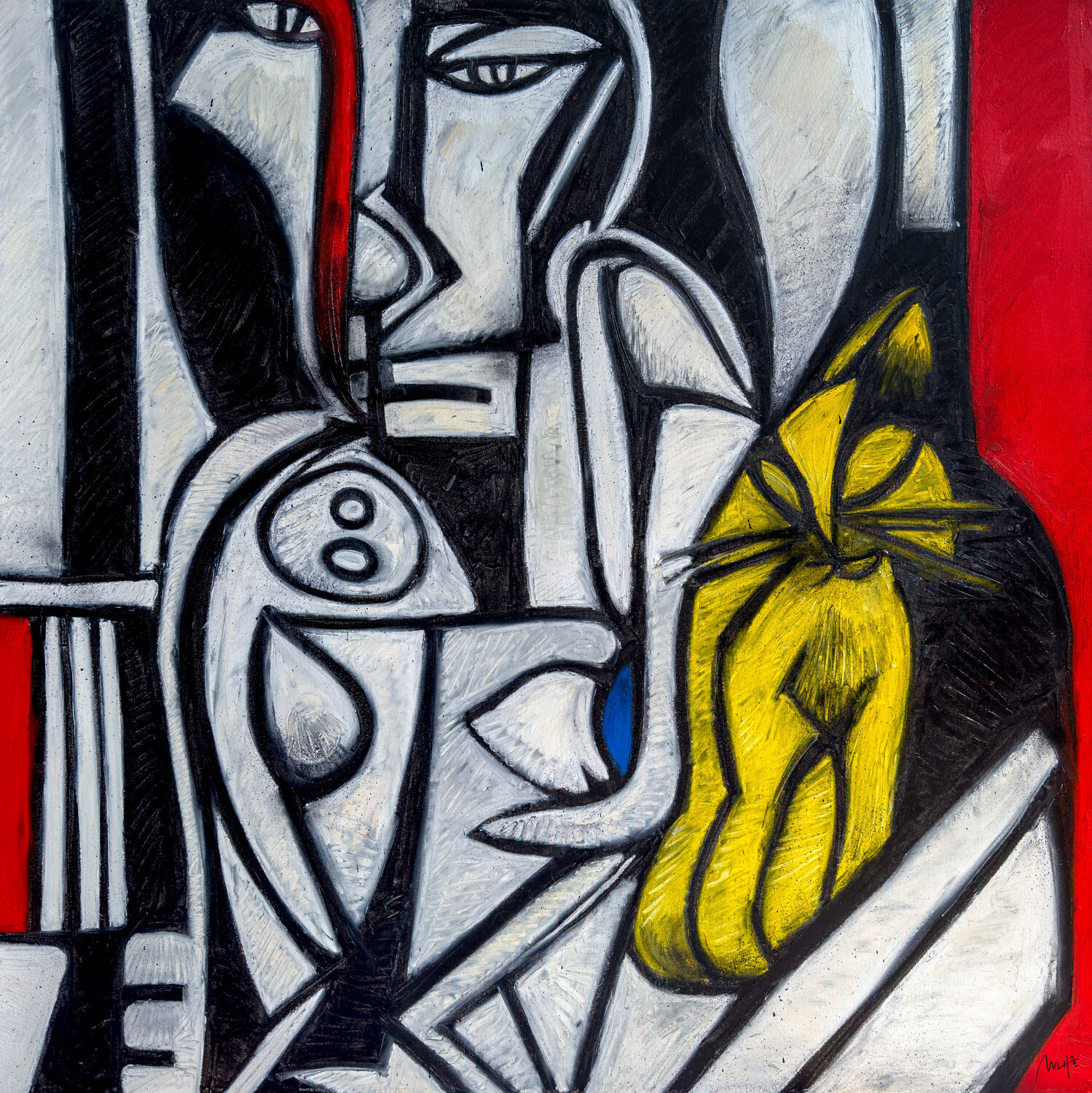 Cat On My Lap Mario Henrique Original painting for sale
