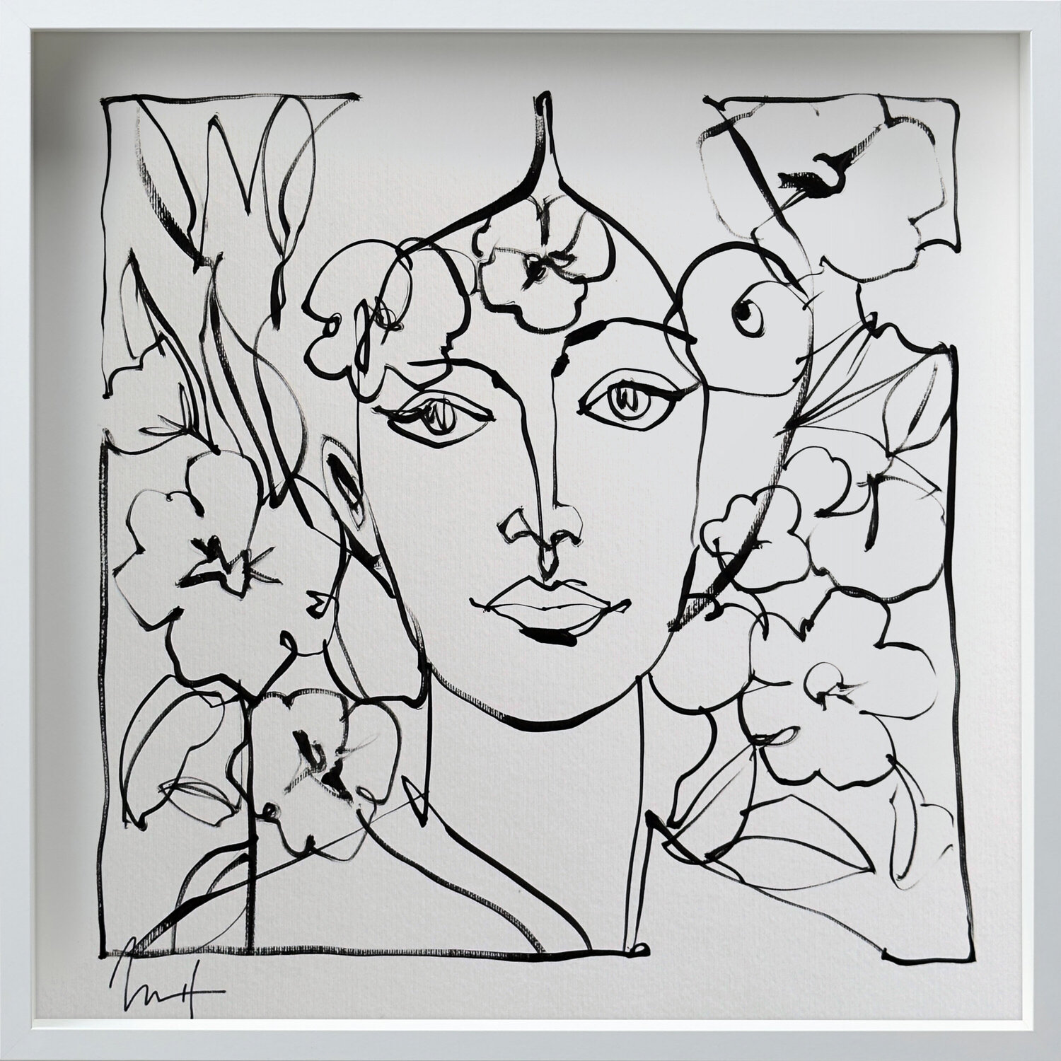 Untitled Portrait Drawing No. 6 (Framed) Mario Henrique Original painting for sale