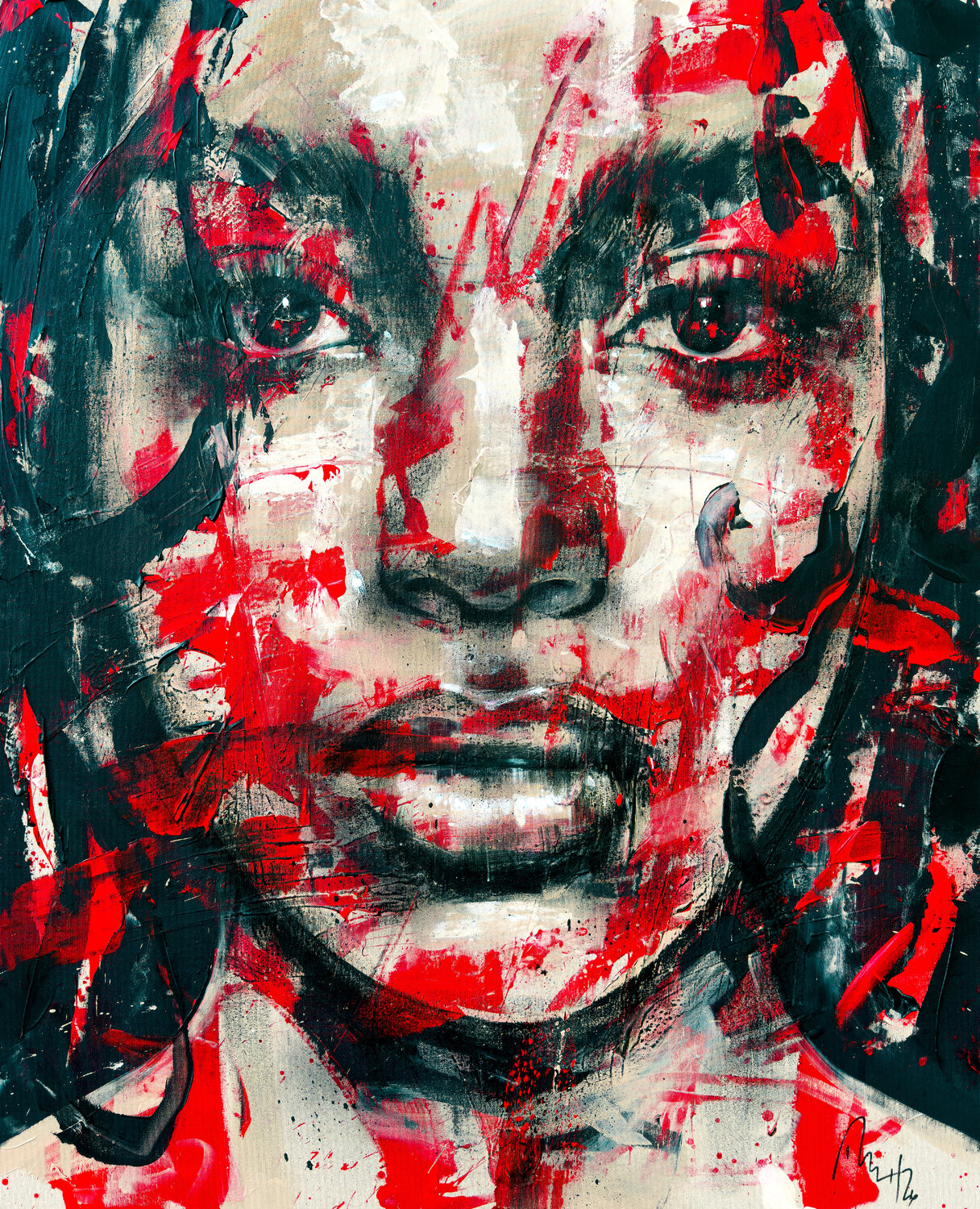 Portrait In Red Mario Henrique Original painting for sale