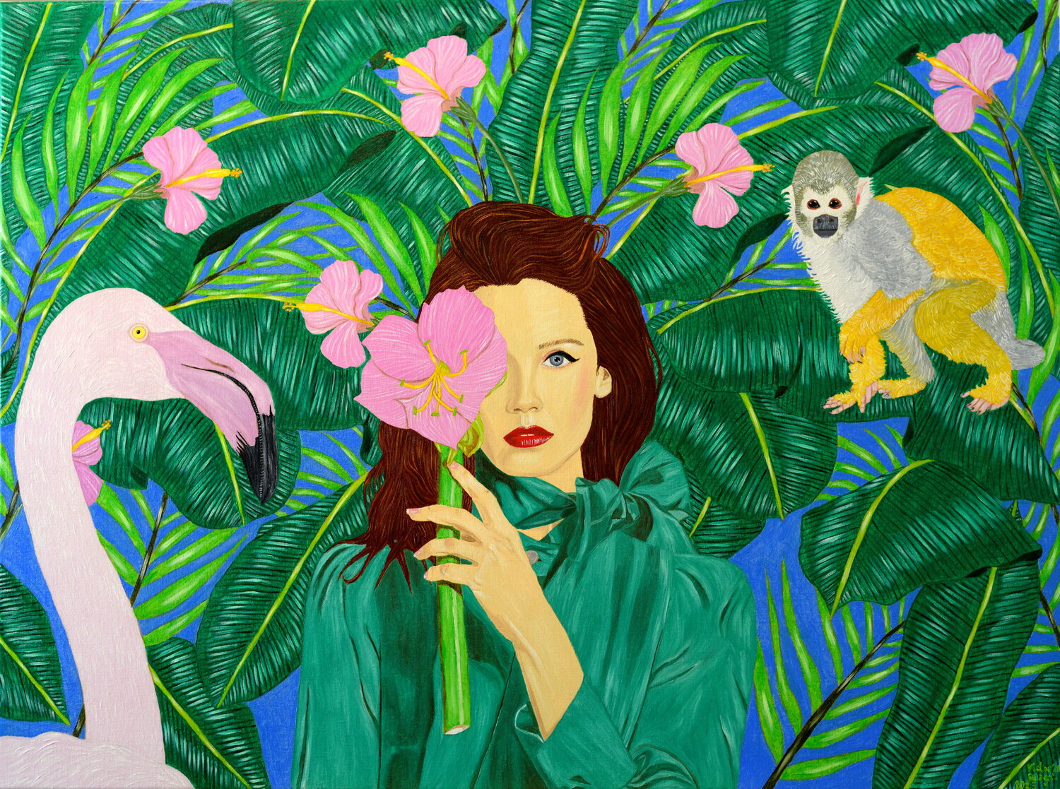 The young woman with amaryllis Victoria Stagni Original painting for sale