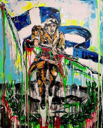 Honoring the bravery of 28 October 1940 by Antoni Dragan, Painting for Sale on Select