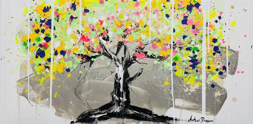 Eternal Embrace: The Tree of Light by Antoni Dragan, Painting for Sale on Select