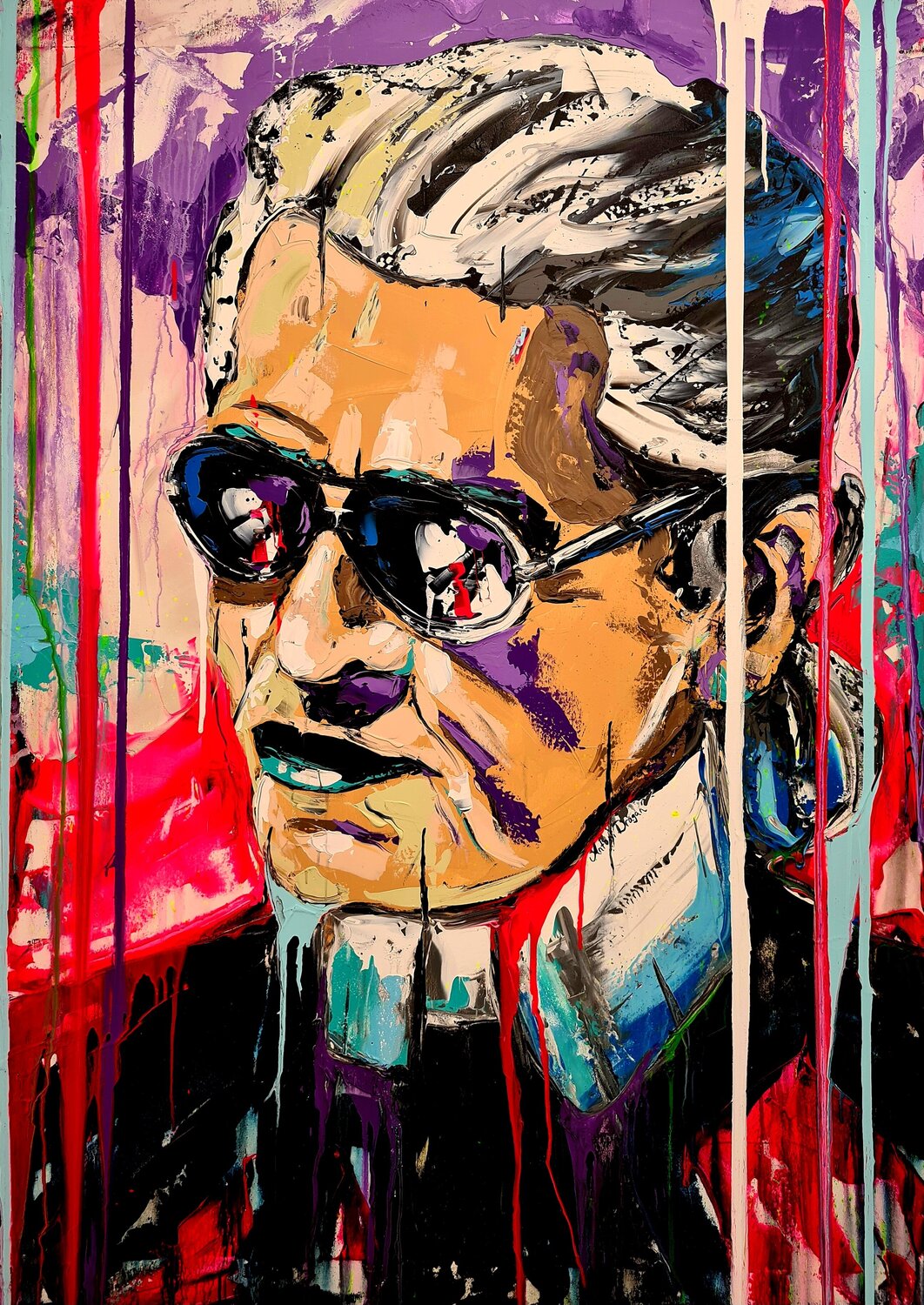 Karl Lagerfeld 👑 Antoni Dragan Original painting for sale